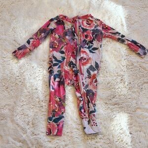 Posh Peanut Pink Floral Footless Sleep and Play 2-way zip
